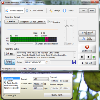 Audio Recorder Platinum screenshot