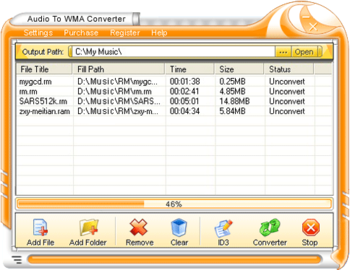 Audio To WMA Converter screenshot