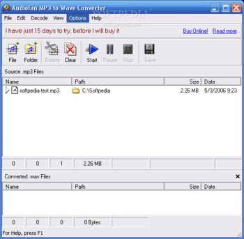 Audiofan MP3 to Wave Converter screenshot