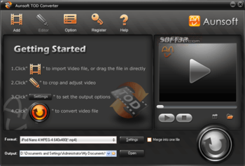 Aunsoft TOD Converter screenshot 2
