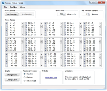 Auriga Times Tables screenshot