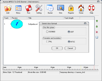 Aurora MPEG To DVD Burner screenshot