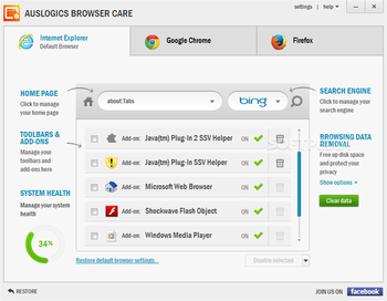 Auslogics Browser Care screenshot