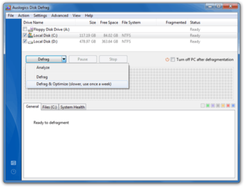 Auslogics Disk Defrag screenshot