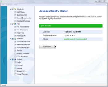 Auslogics Registry Cleaner screenshot