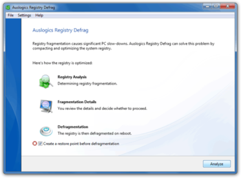 Auslogics Registry Defrag screenshot