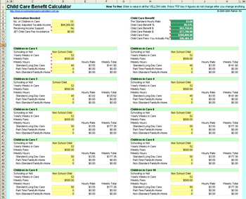 Australia Child Care Benefit Calculator screenshot