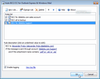 Auto BCC for Outlook Express screenshot 2