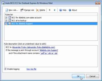 Auto BCC for Outlook Express screenshot 3