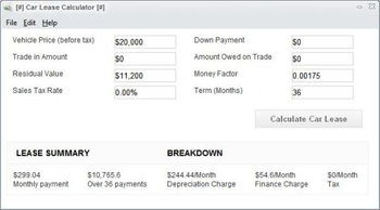 Auto Lease Calculator screenshot