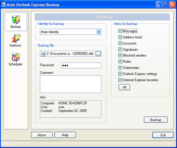 Auto Outlook Express Backup screenshot 2