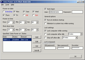 Auto Power-on Shut-down Lite screenshot