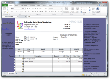 Auto Repair Invoice Template screenshot