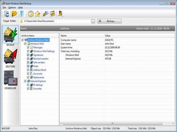 Auto Windows Mail Backup screenshot