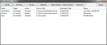 AutoBacker screenshot