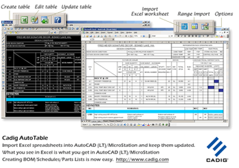 AutoCAD LT Excel- {Cadig AutoTable 3.x} screenshot