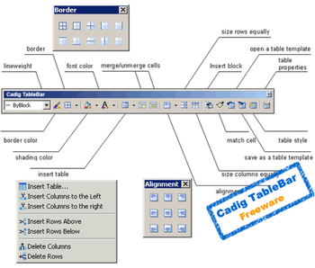 AutoCAD Table - { Cadig TableBar 2.4 } screenshot 2