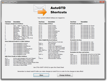 AutoGTD Outlook Hotkeys screenshot 2