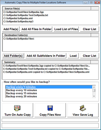 Automatic Copy Files to Multiple Folder Locations Software screenshot