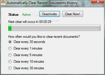 Automatically Clear Recent Documents History screenshot