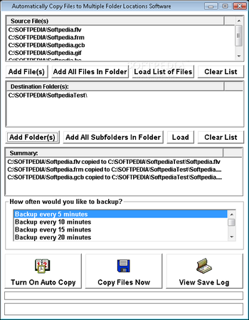 Automatically Copy Files to Multiple Folder Locations Software screenshot