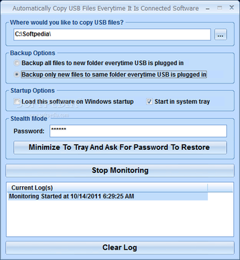 Automatically Copy USB Files Everytime It Is Connected Software screenshot