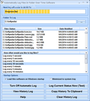 Automatically Log Files In Folder Over Time Software screenshot