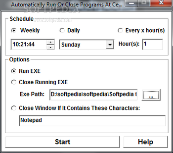 Automatically Run Or Close Programs At Certain Times Software screenshot