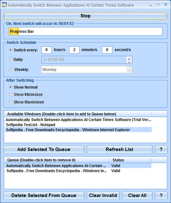 Automatically Switch Between Applications At Certain Times Software screenshot