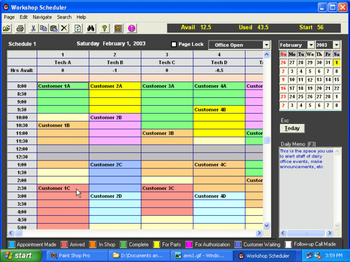 Automotive Workshop Scheduler Single-Use screenshot