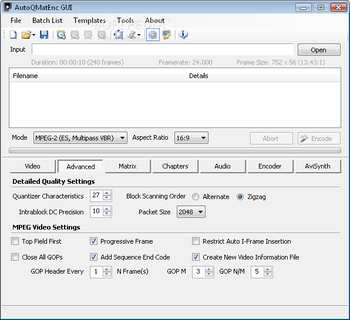 AutoQMatEnc GUI screenshot 2