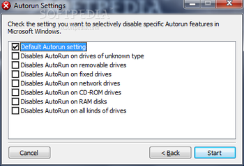 Autorun Settings screenshot