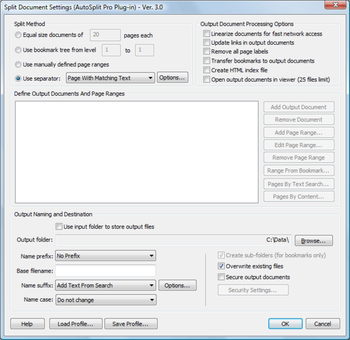 AutoSplit Plug-in for Adobe Acrobat screenshot