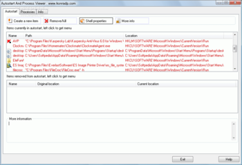 Autostart and Process Viewer screenshot
