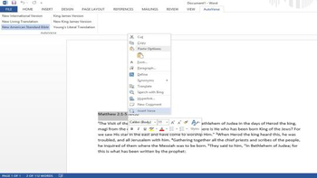 AutoVerse Add-in for Microsoft Word 2010/2013 screenshot