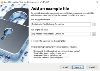 Avast Decryption Tool for AlcatrazLocker Ransomware screenshot 3