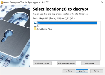 Avast Decryption Tool for Apocalypse Ransomware screenshot 2