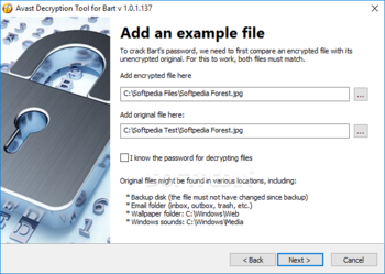 Avast Decryption Tool for Bart Ransomware screenshot 3