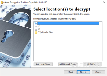 Avast Decryption Tool for Crypt888 Ransomware screenshot 2