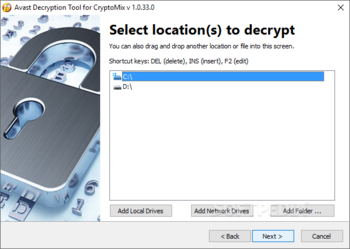 Avast Decryption Tool for CryptoMix screenshot