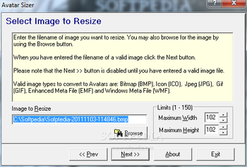 Avatar Sizer screenshot