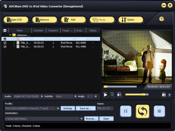 AVCWare DVD to iPod Video Converter screenshot 2