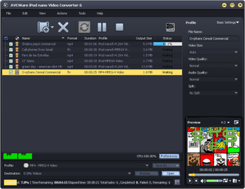 AVCWare iPod Nano Video Converter screenshot