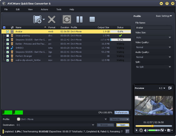 AVCWare QuickTime Converter screenshot