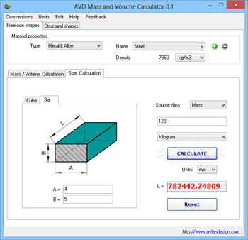 AVD Mass and Volume Calculator screenshot 3