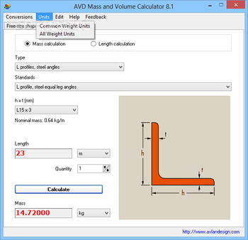 AVD Mass and Volume Calculator screenshot 6