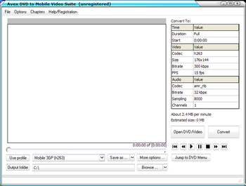 Avex-DVD to Mobile Video Suite screenshot