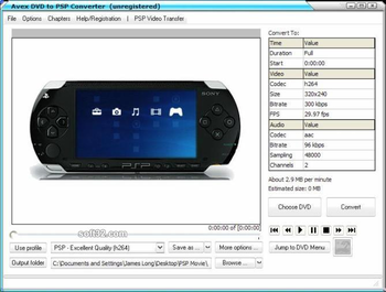 Avex DVD to PSP Converter screenshot 3