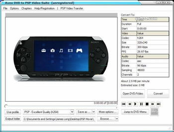 Avex DVD to PSP Video Suite screenshot 3