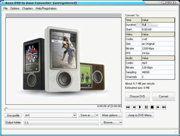 Avex DVD to Zune Converter screenshot 2
